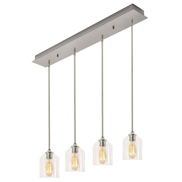 Afx William 4 Light Linear Pendant, Medium Base 120V, Satin Nickel WMMP06MBSNLNR4 - main